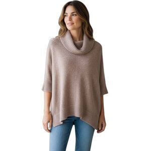 OLD NAVY BROWN SHORT SLEEVE COWL-NECK OVERSIZED SWEATER SZ.M-L EUC.